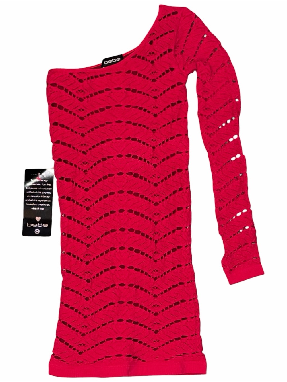 NWT Bebe Y2K Bodycon One Sleeve Asymmetrical Mini Dress